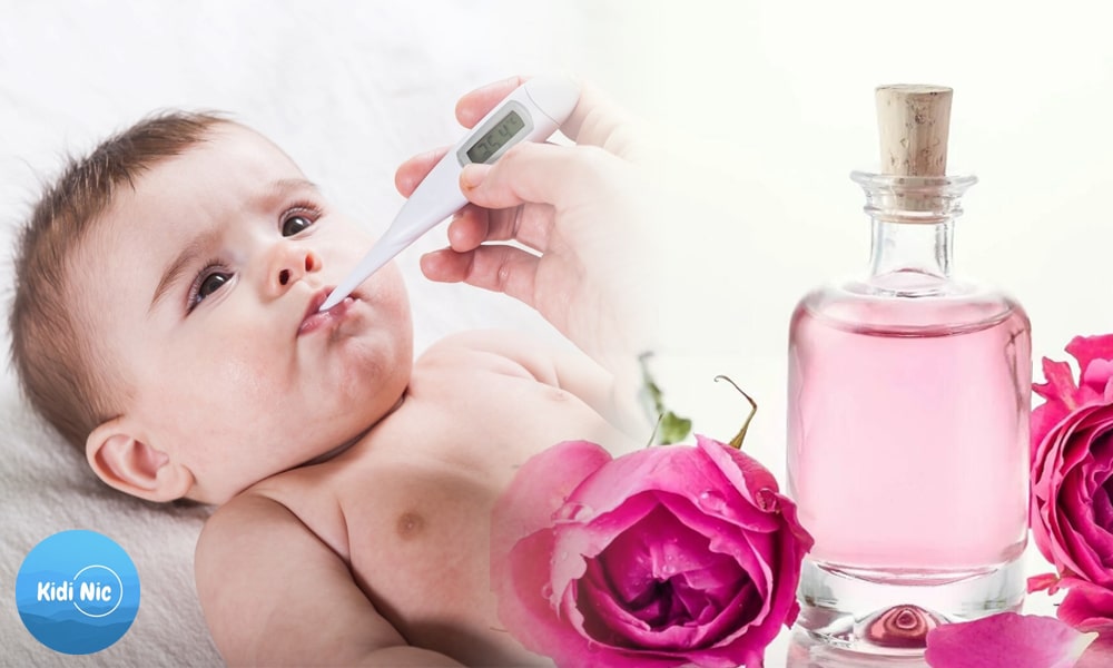 پایین آوردن تب کودک با گلاب